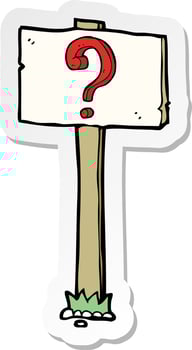 sticker of a cartoon signpost with question mark vector