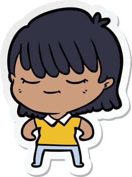 sticker of a cartoon woman vector