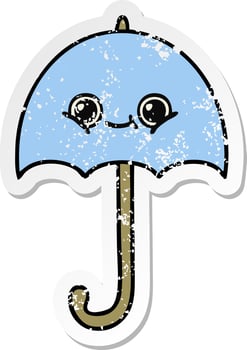 distressed sticker of a cute cartoon umbrella vector