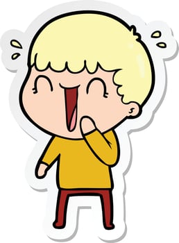 sticker of a laughing cartoon man vector