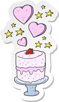 sticker of a cartoon cake vector
