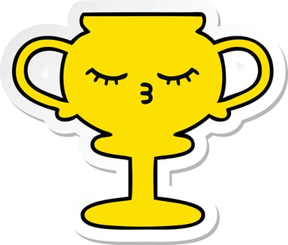 sticker of a cute cartoon trophy vector