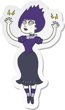 sticker of a cartoon vampire girl vector