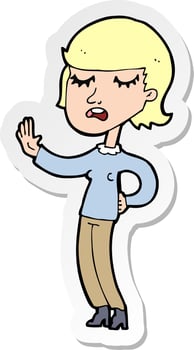 sticker of a cartoon woman ignoring vector