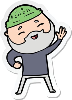 sticker of a cartoon happy bearded man vector
