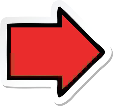 sticker of a cute cartoon arrow symbol vector