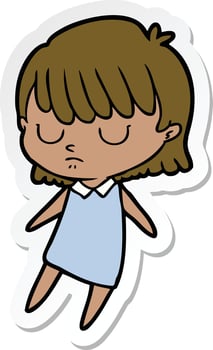 sticker of a cartoon woman vector