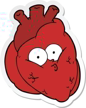 sticker of a cartoon curious heart vector