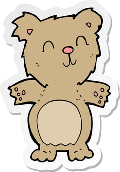 sticker of a cartoon cute teddy bear vector