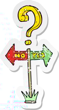 retro distressed sticker of a cartoon yes and no sign vector