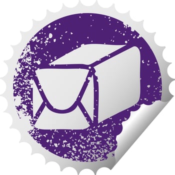 distressed circular peeling sticker symbol paper parcel vector