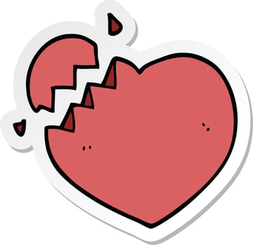 sticker of a cartoon broken heart vector
