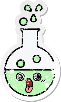 distressed sticker of a cute cartoon test tube vector