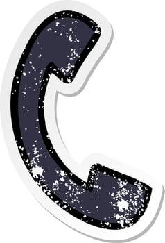 distressed sticker of a cute cartoon telephone handset vector