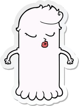 sticker of a cartoon cute ghost vector