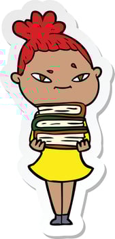 sticker of a cartoon woman vector