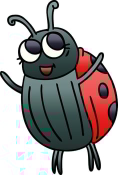 quirky gradient shaded cartoon ladybird vector