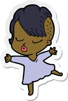 sticker of a cartoon pretty hipster girl vector