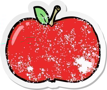 distressed sticker of a cartoon apple vector