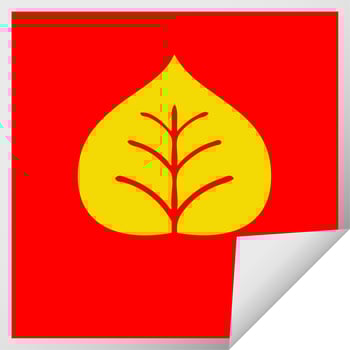 square peeling sticker cartoon autumn leaf vector