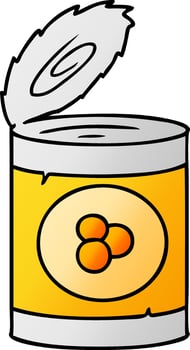 gradient cartoon doodle of a can of peaches vector