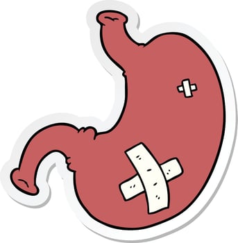 sticker of a cartoon stomach vector