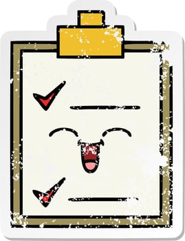 distressed sticker of a cute cartoon check list vector