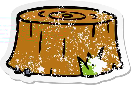 distressed sticker cartoon doodle of a tree log vector