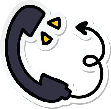 sticker of a cute cartoon telephone receiver vector
