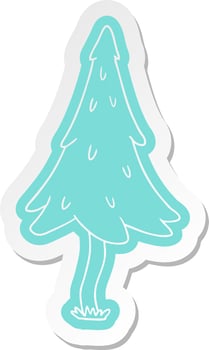 cartoon sticker of woodland pine trees vector