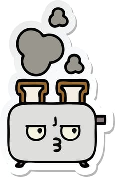 sticker of a cute cartoon of a toaster vector