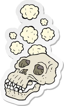 sticker of a cartoon ancient skull vector