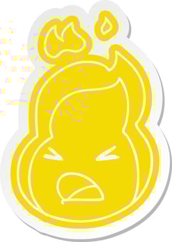 cartoon sticker kawaii cute fire flame vector