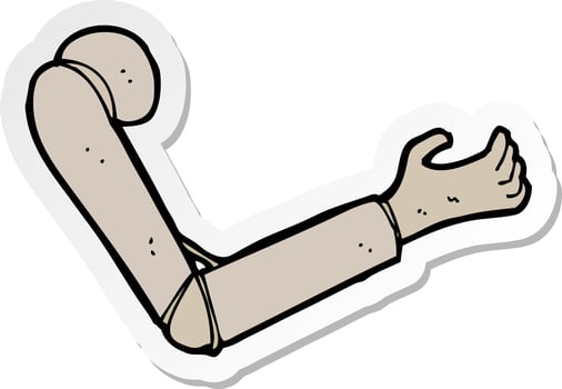 sticker of a cartoon prosthetic arm vector