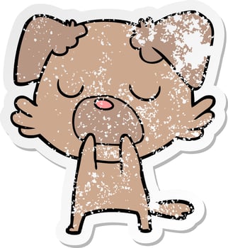 distressed sticker of a cartoon dog vector