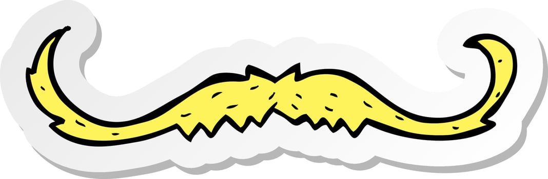 sticker of a cartoon mustache vector