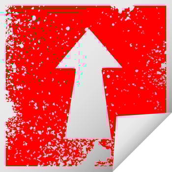 quirky distressed square peeling sticker symbol arrow vector