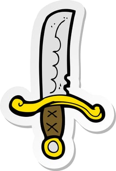 sticker of a cartoon sword vector