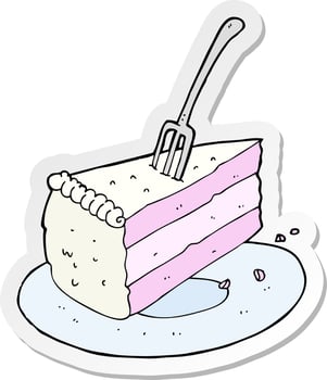 sticker of a cartoon cake vector