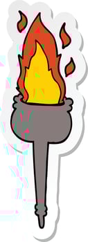 sticker of a cartoon flaming chalice vector