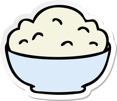 sticker of a quirky hand drawn cartoon bowl of mash vector