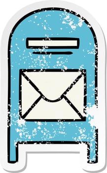 distressed sticker of a cute cartoon mail box vector