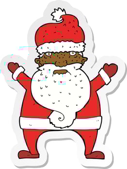 sticker of a cartoon ugly santa claus vector
