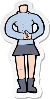 sticker of a cartoon female body vector