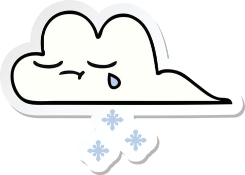sticker of a cute cartoon snow cloud vector