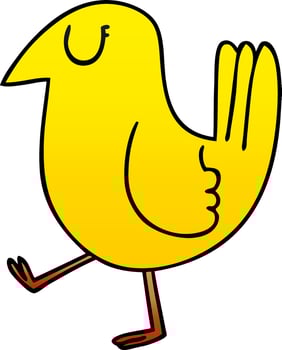 quirky gradient shaded cartoon yellow bird vector