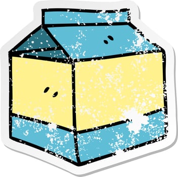 distressed sticker of a quirky hand drawn cartoon quirky hand drawn carton of juice vector