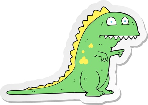 sticker of a cartoon dinosaur vector