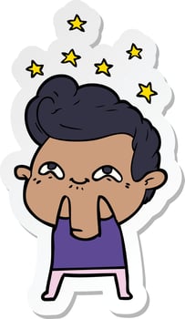 sticker of a cartoon excited man vector