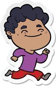 sticker of a cartoon friendly man vector